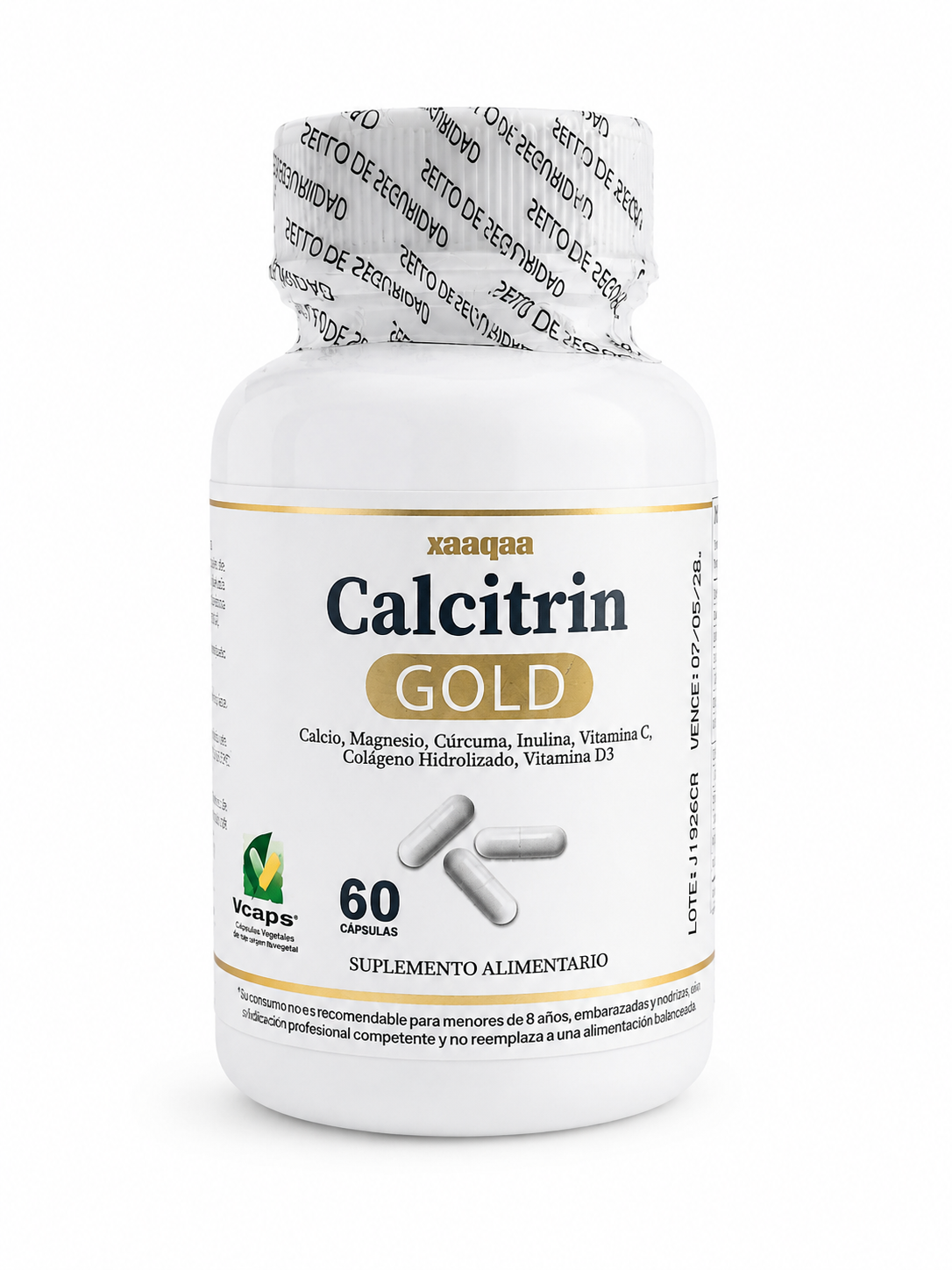 Calcitrin Gold – Calcio, Magnesio, Colágeno y Vitamina D3 (60 cápsulas)
